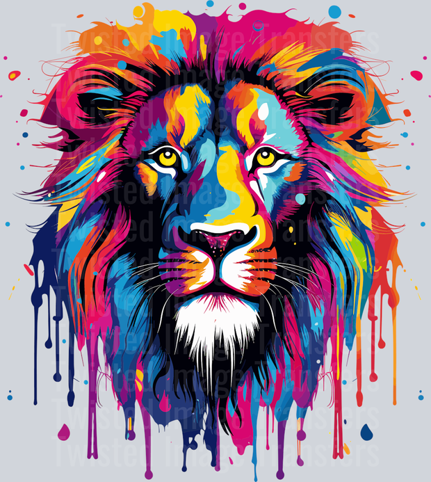 Color Drip Lion Head
