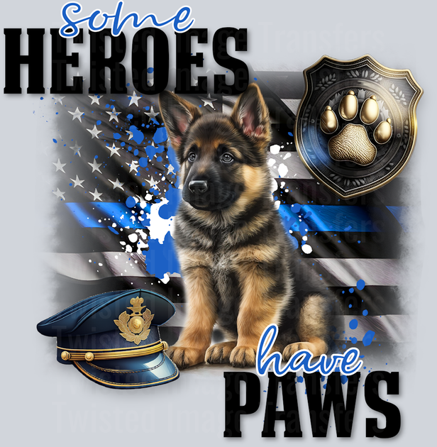 Police K-9 Heros with Flag DTF (direct-to-film) Transfer – Twisted ...