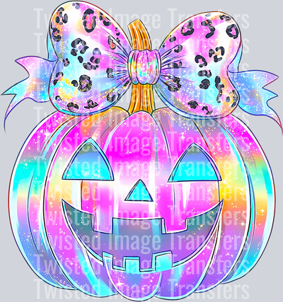 Iridescent Pumpkin With Cheetah Bow