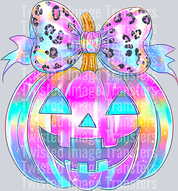 Iridescent Pumpkin With Cheetah Bow