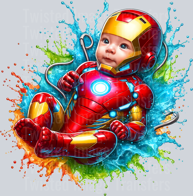 Baby Ironman Laying Color Drip