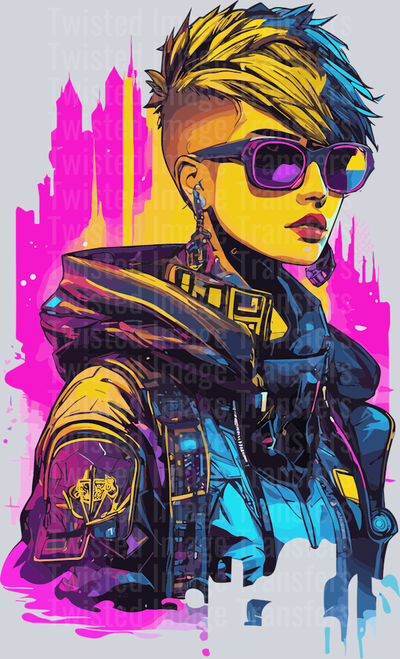 Girl With Shaved Head Color Drip