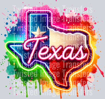 Neon Texas Sign Color Drip