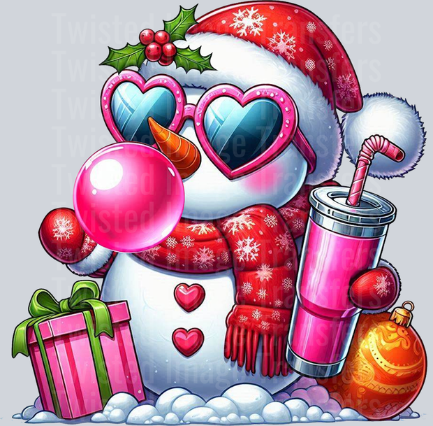Snowman With Mistletoe on his Cap