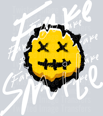 Street Wear Fake Smile Face In Yellow_