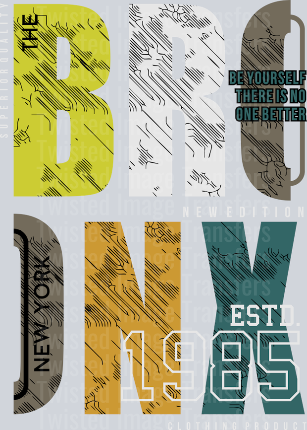 Street Wear Bronx NY 1985 In Multi Color Font_