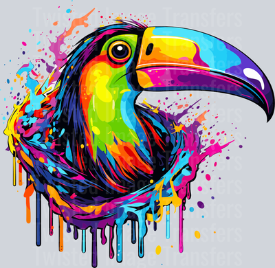 Colorful Bird Color Drip Long Beak