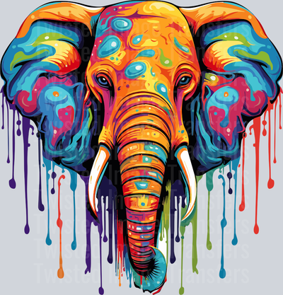 Orange Elephant Color Drip