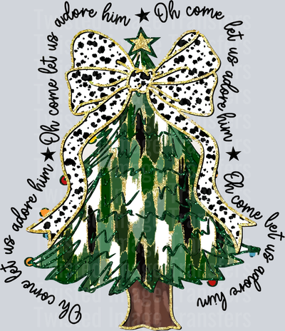 Let us Adore Him With Christmas Tree and Gold Star