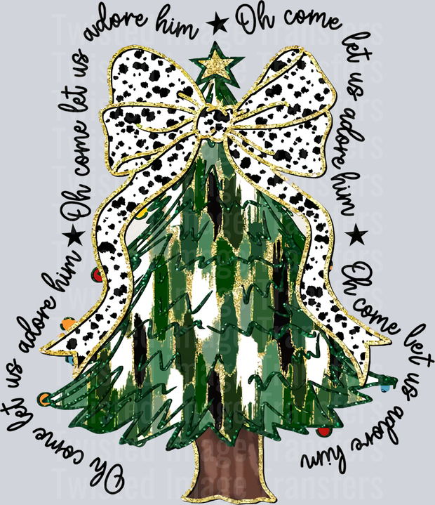 Let us Adore Him With Christmas Tree and Gold Star