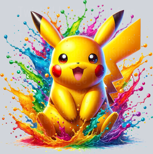 Smiling Pokemon Sitting Color Drip DTF (direct-to-film) Transfer ...