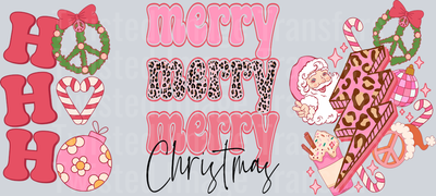 Stacked Ho Ho Ho Retro Christmas Leopard Print
