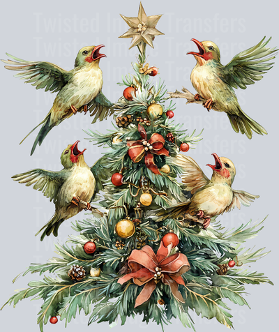 12 Days of Christmas Calling Birds on Tree