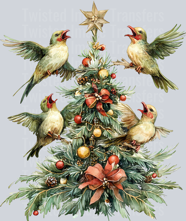 12 Days of Christmas Calling Birds on Tree