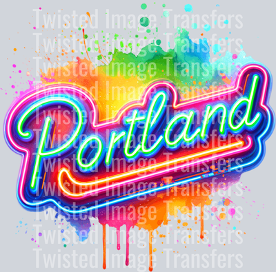 Portland Neon Sign Color Drip