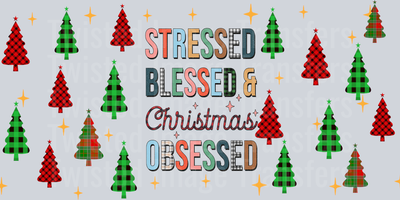 31-Stressed Blessed christmas Obsessed-Christmas Tree Buffalo Plaid