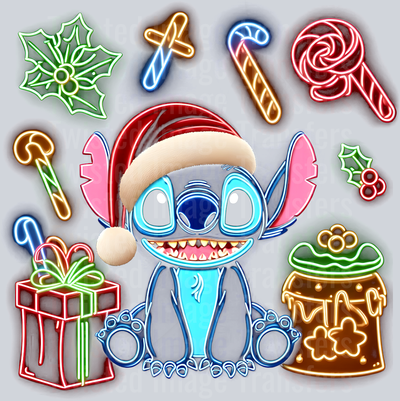 Neon Stitch and Candy Canes With a Gift