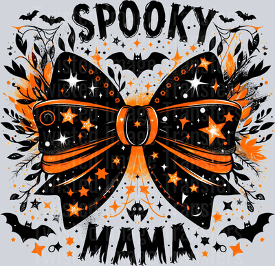 Spooky Mama With Bow And Bat Black_