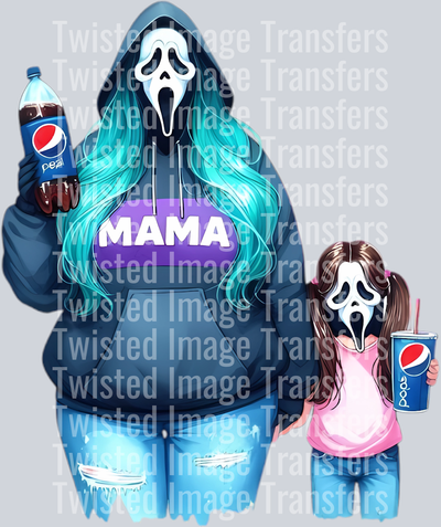 Mama and Daughter Drinking Soda