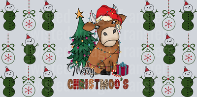 Merry Christmoos-Christmas Cow 16oz glass wrap