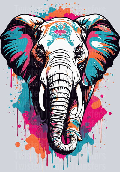 Elephant Image Color Drip