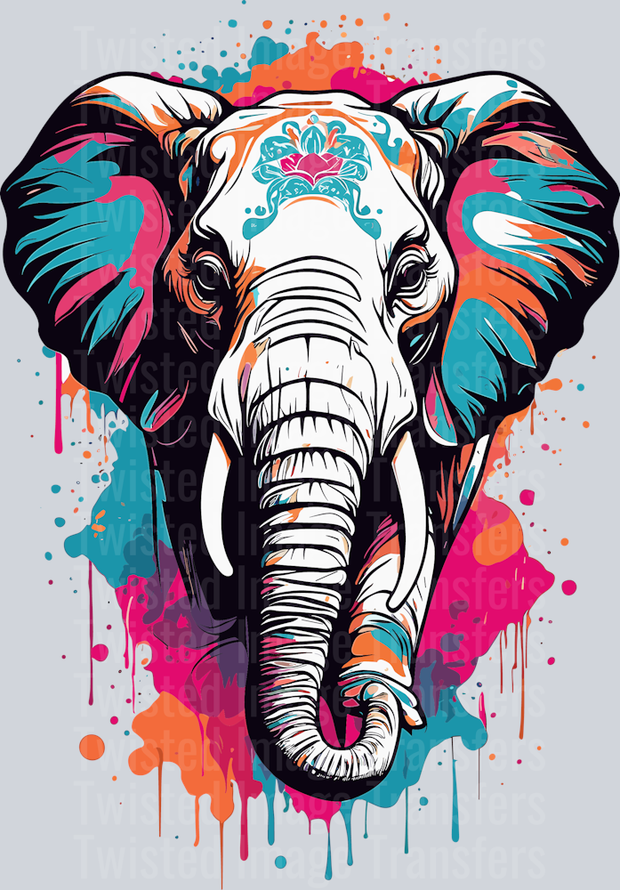 Elephant Image Color Drip