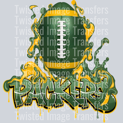Green & Yellow Color Drip Football