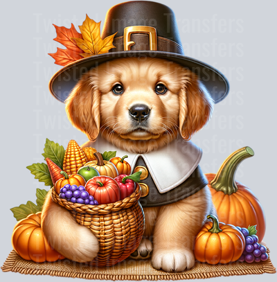 Thanksgiving Puppy Holding Basket
