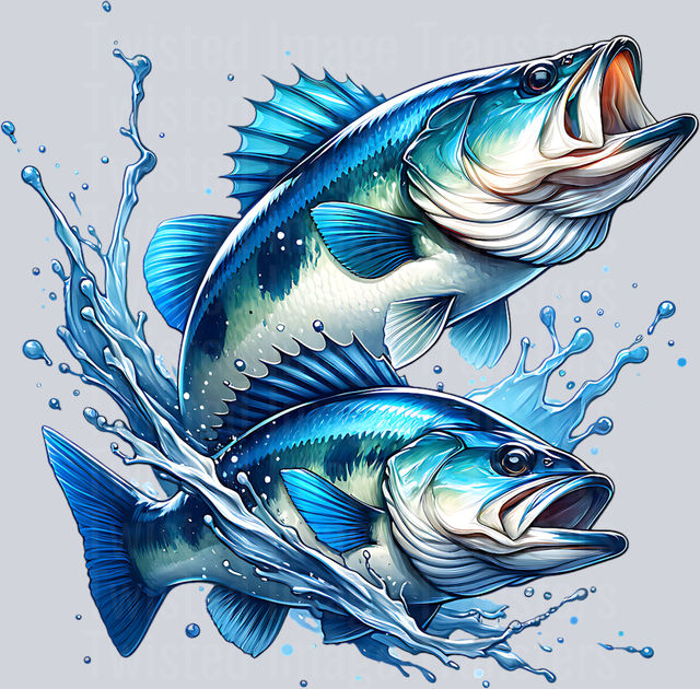 Two Blue Fish DTF (direct-to-film) Transfer – Twisted Image Transfers