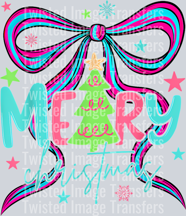 Pink & Blue Bow Christmas in Blue