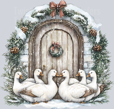 12 Days of Christmas Swans by the Door