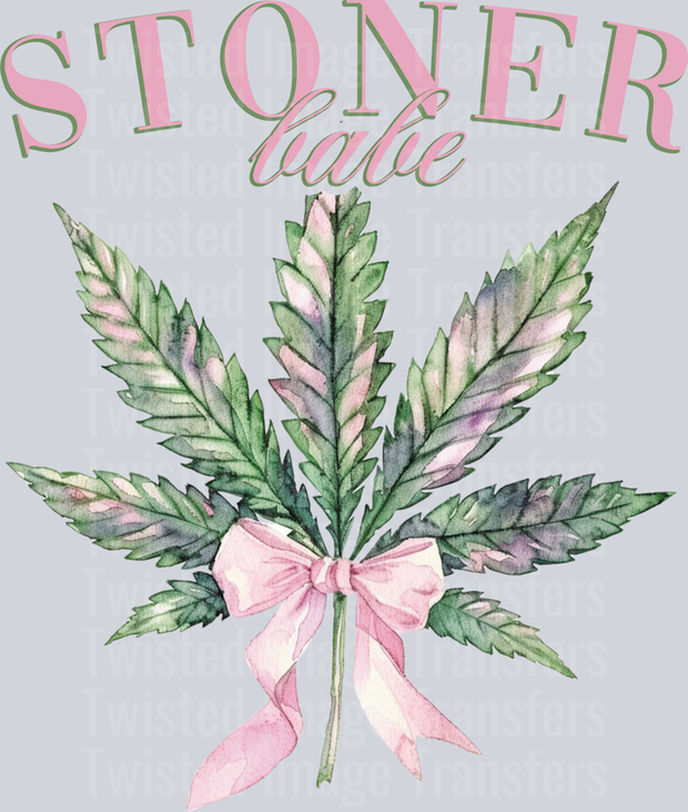 Stoner Babe In Pink Font With Marijuana Leaf