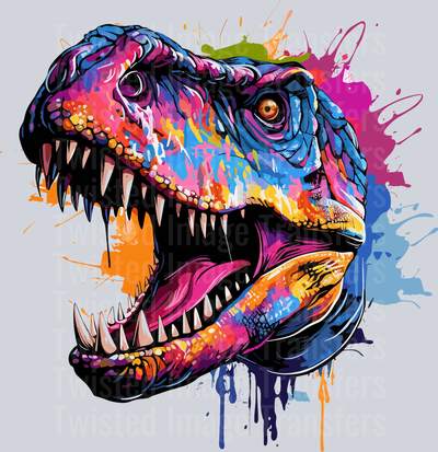 Dino With Mouth Open Color Drip
