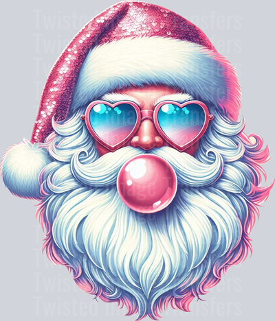 Santa Claus Blowing Bubble Outlined in Pink