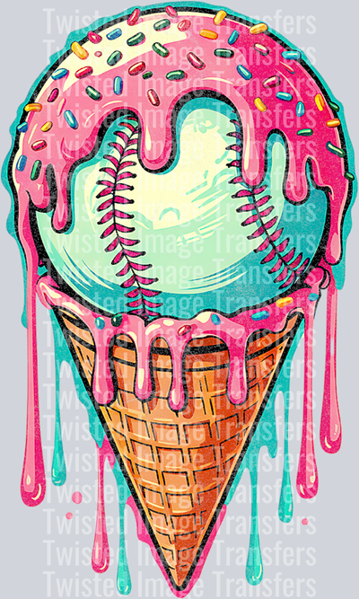 Ice Cream Cone Sprinkle Baseball Drip