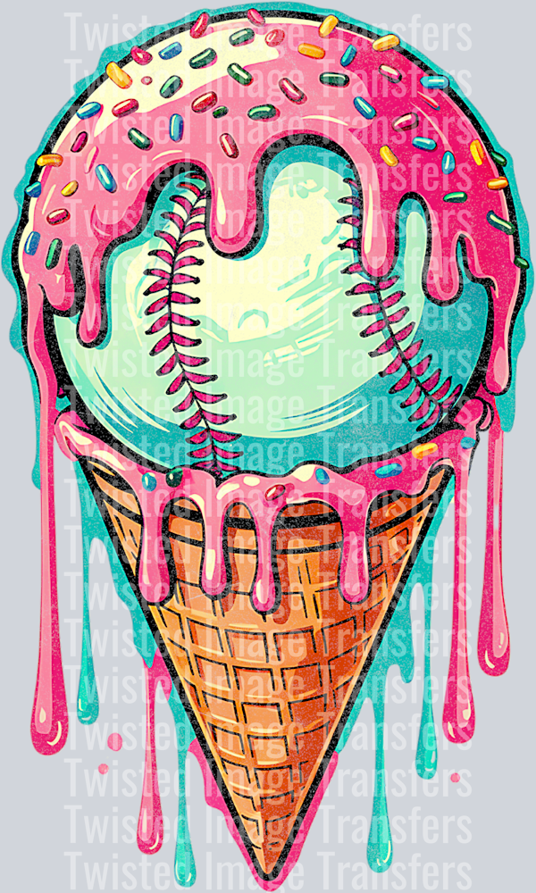 Ice Cream Cone Sprinkle Baseball Drip