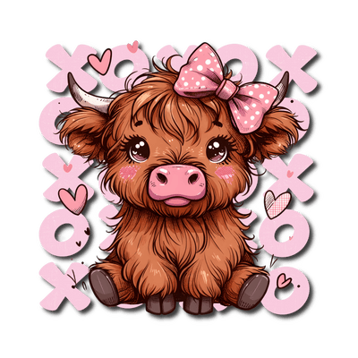 XOXO Highland Cow Shadow DTF (direct-to-film) Transfer - Twisted Image Transfers